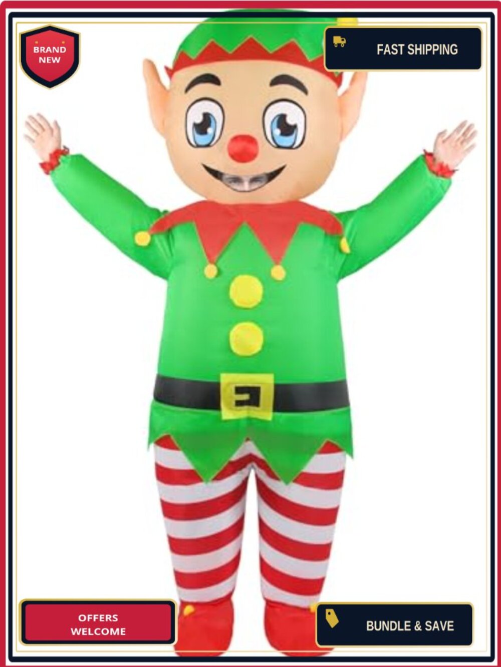 Inflatable Elf Costume Adult Christmas Blow Up Cosplay Suit